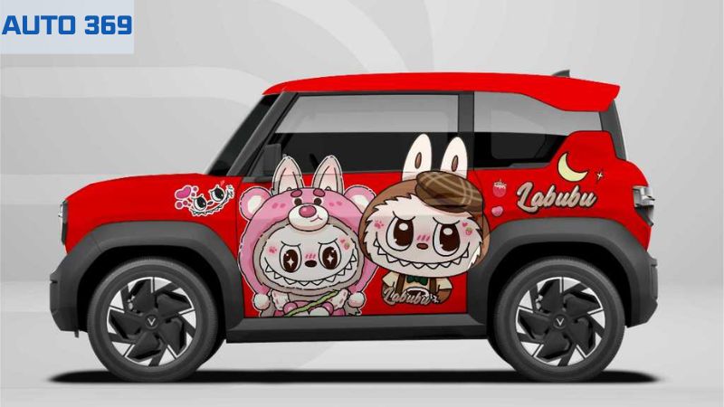 Mẫu decal Hello Kitty cho VinFast VF3 đỏ phong cách cute